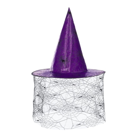 Shiny Witch Hat for Women, Wicked Spiders Printed Lace Brim Cosplay Costume Carn - Picture 1 of 3